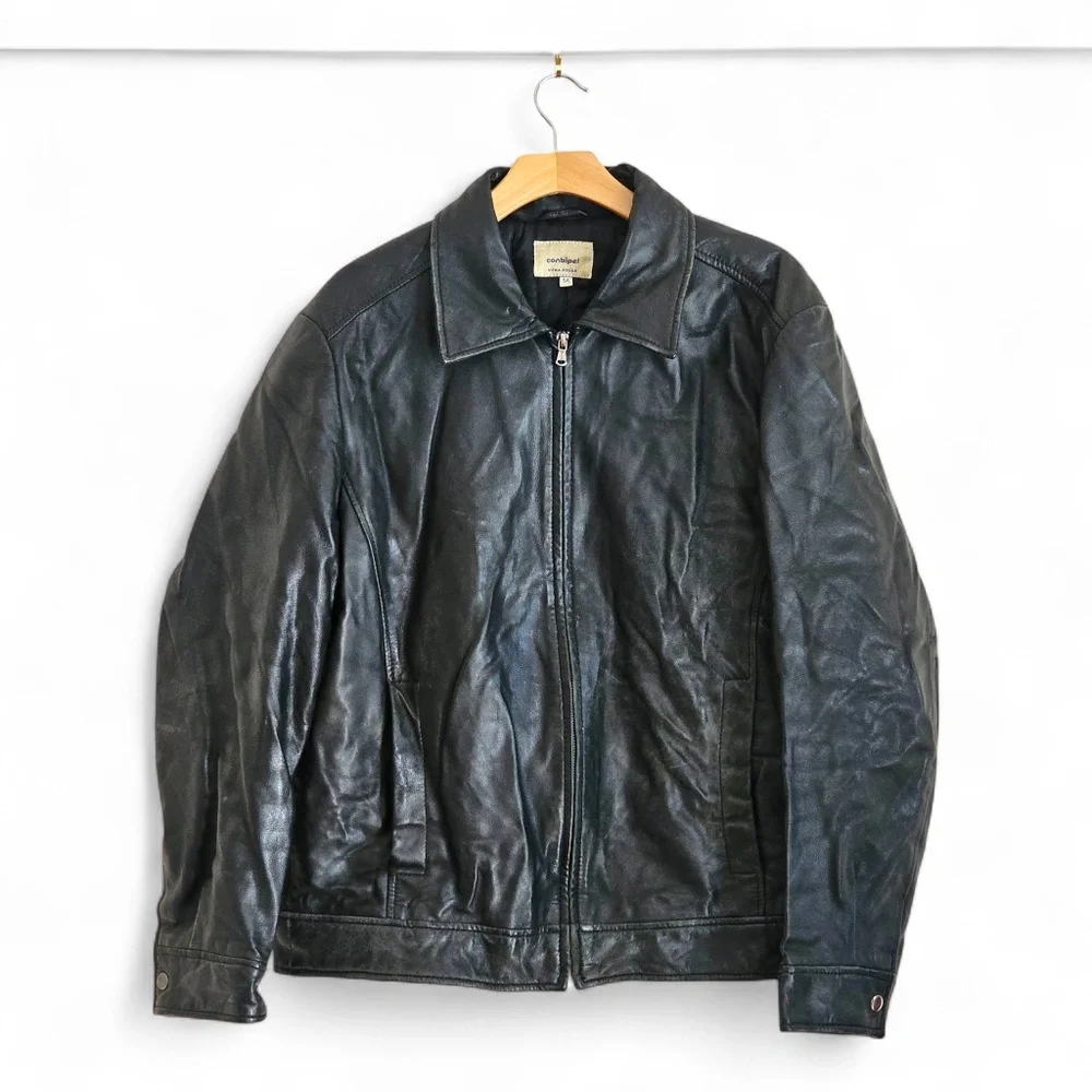 Vintage Conbipel men's leather jacket in black size 54 XL